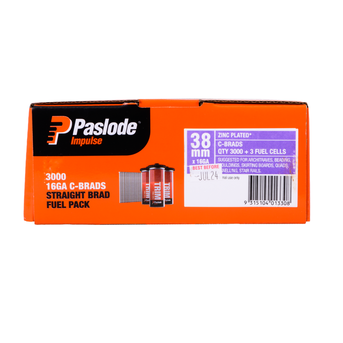 Paslode 38 x 1.6mm 16 Gauge Galvanised C38 Impulse Brads - 3000 Pack
