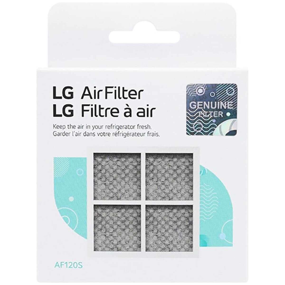 LG genuine replacement refrigerator air filter - helps reduce odours and supports food freshness - AF120S