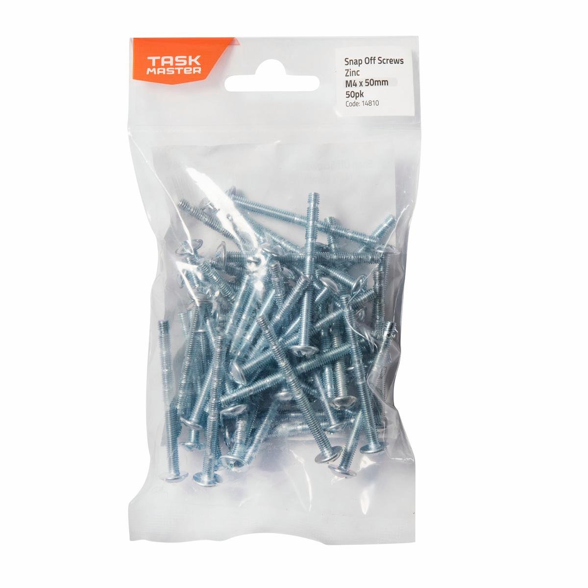 Taskmaster M4x 50mm Zinc Snap Off Screw 50 Pack - Adjustable Lengths - SuperSaverAU - view 1