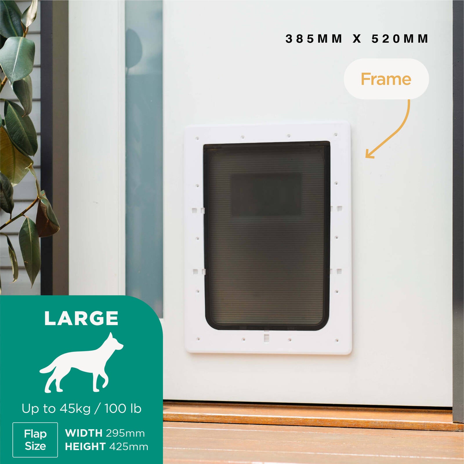 Hakuna Pets Large White Super Tough Pet Door, Lockable, 45kg Max Pet