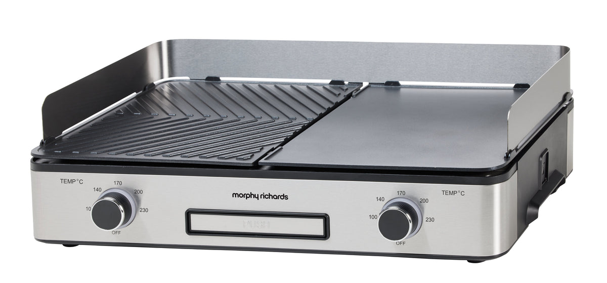 Morphy Richards Electric Benchtop Grill - Dual Plate, Independent Temperature Control, 2400W - MRGP24SS