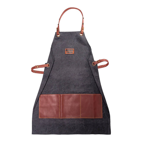 Tramontina Churrasco Denim BBQ Apron - Adjustable Straps and Belt - Faux Leather Pocket - 26571000