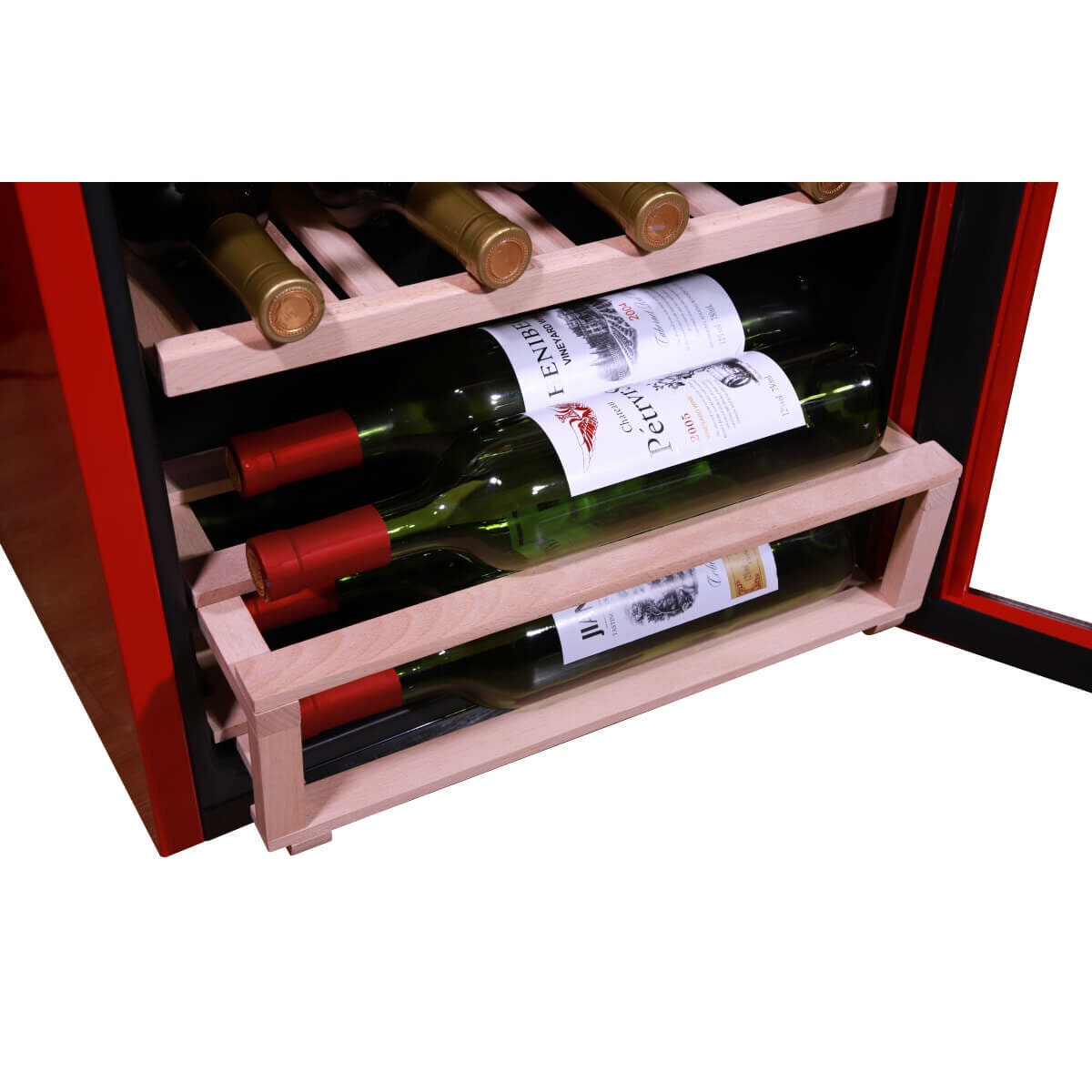 Linarie 94L Single Zone 33 Bottle Retro Wine Fridge - Red, UV Protection, 38dB Operation - LICV33RED