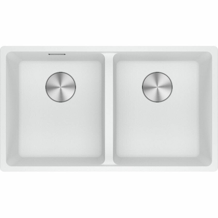 Franke Maris double bowl topmount sink with extension drainer - Polar White granite - MRG620-3535PWFPC