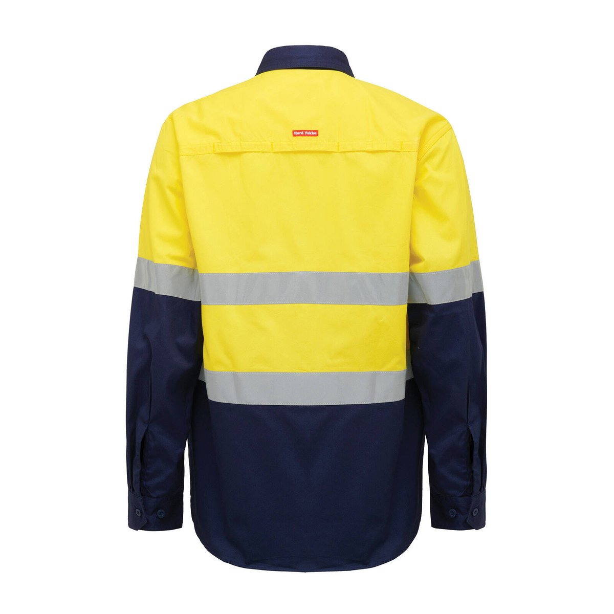 Hard Yakka Yellow/Navy Hi Vis Taped Long Sleeve Cotton Shirt Size S
