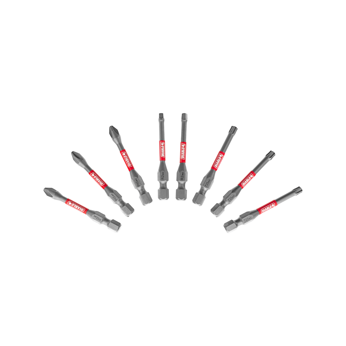 Diablo 50mm 1/4" Hex Drive Bit Assorted Impact - 8 Pack