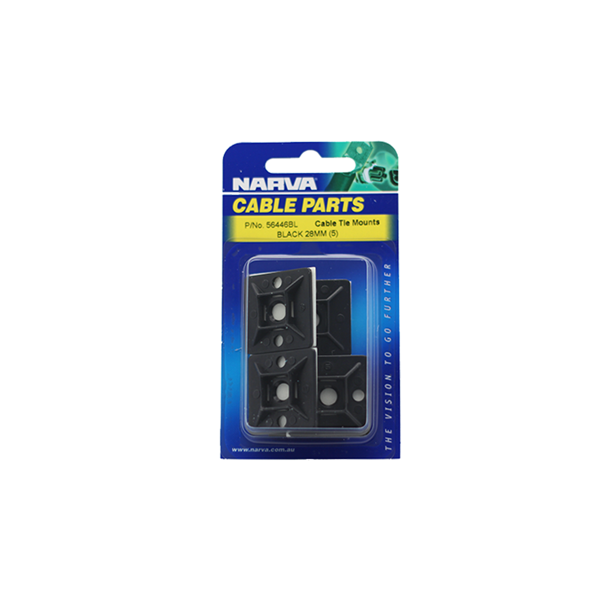 Narva Cable Tie Mount 28x28mm Black UV Resistant 5 Pack Durable - SuperSaverAU - view 1