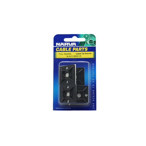 Narva 28 x 28mm Black UV Weather Resistant Cable Tie Mount 5 Pack