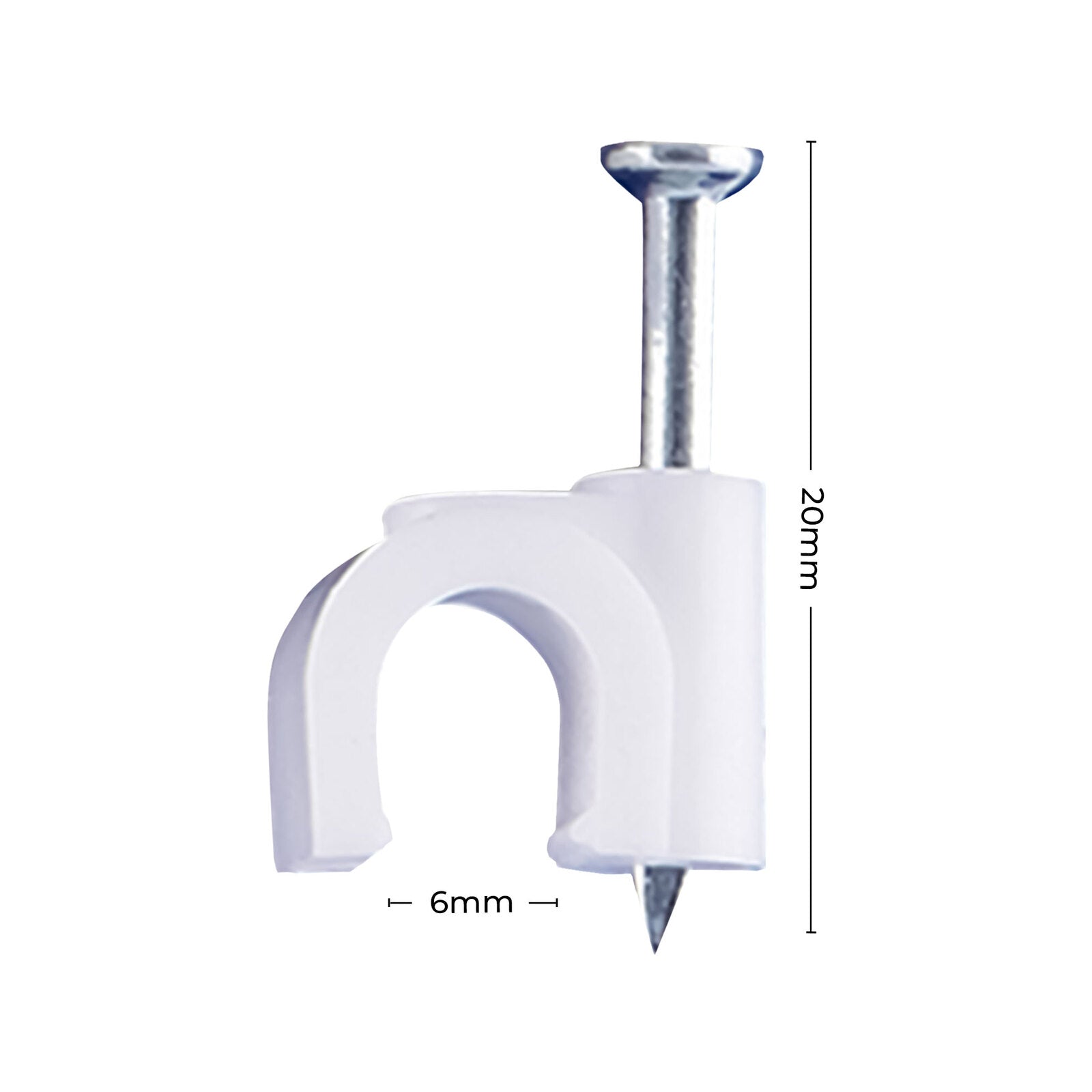 DETA 6mm White Round Cable Clips - 20 Pack