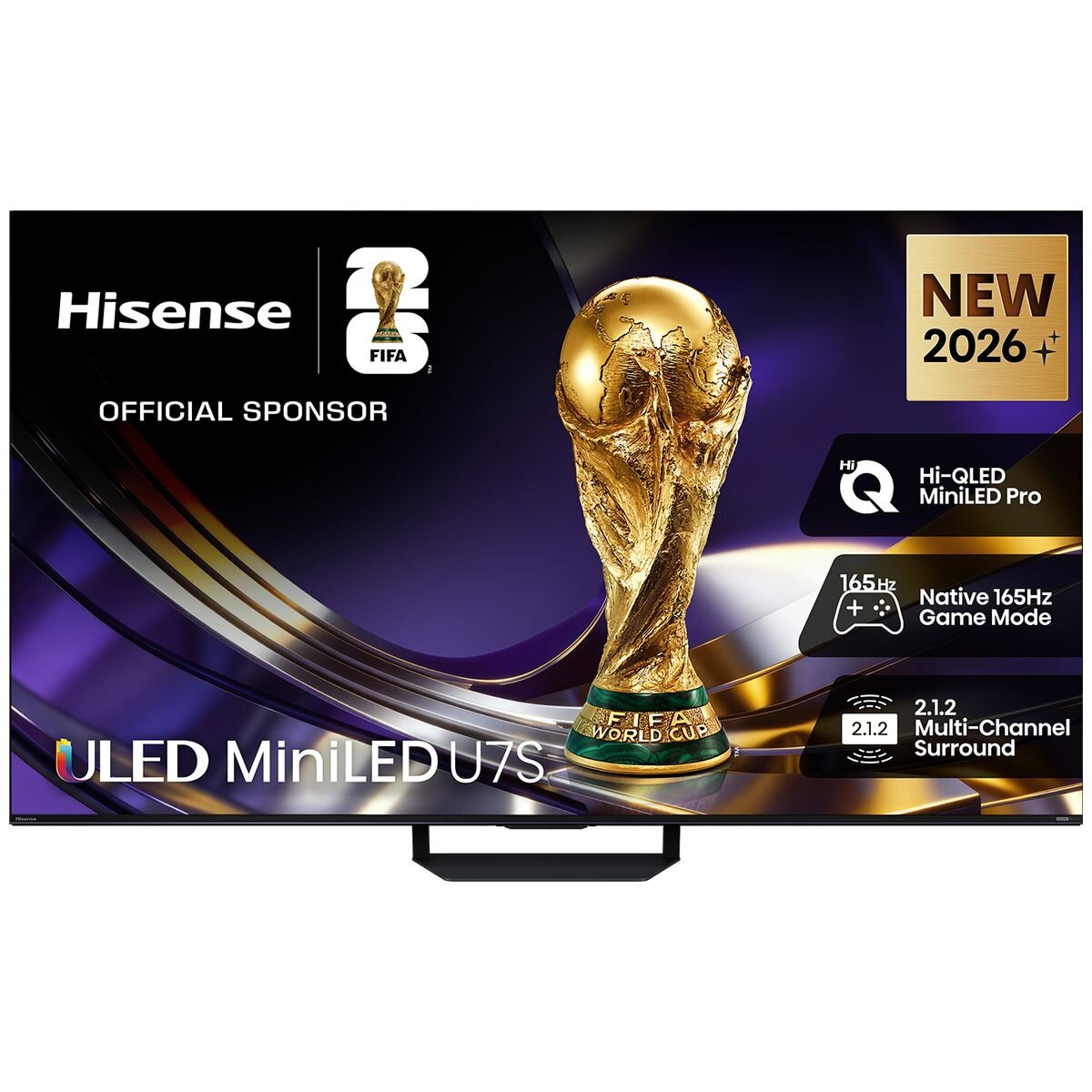 Hisense 75 Inch U7S 4K Mini-LED ULED Smart TV - 165Hz, Dolby Vision, HDR10+ - 75U7SAU