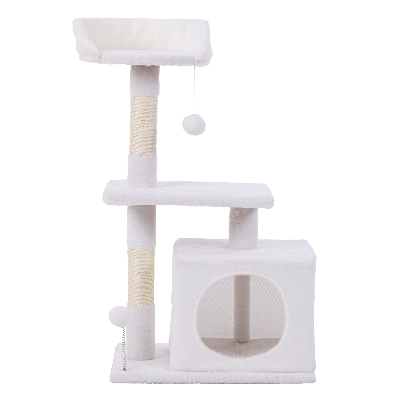 Happy Tails 2 Tier Cat Playhouse Tower - Sisal Scratching Posts & Hideaway