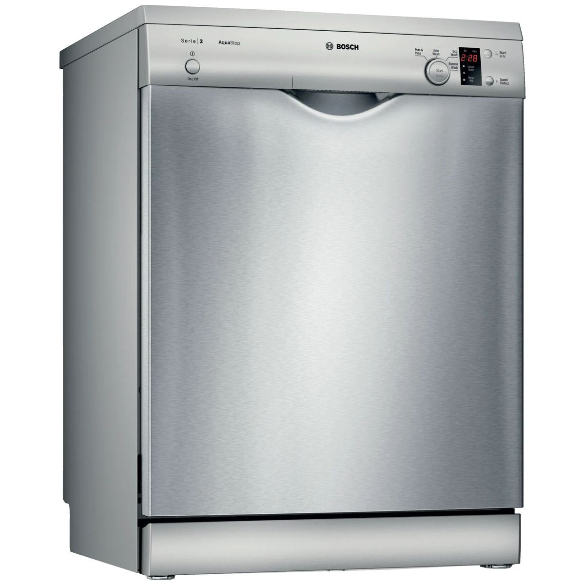 Bosch Series 2 60cm Freestanding Dishwasher - 13 Place Settings, Silver, Anti-Fingerprint - SMS24AI01A
