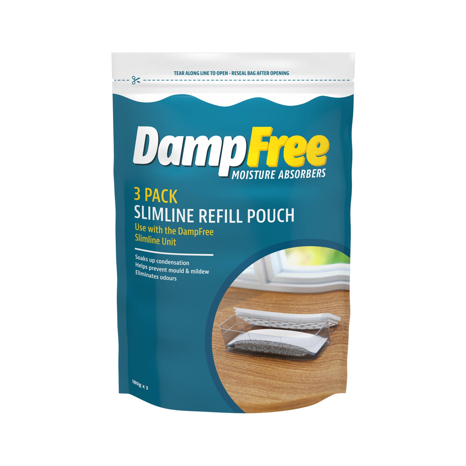 DampFree 350mL Calcium Chloride Slimline Moisture Absorber Refill Sachets 3 Pack