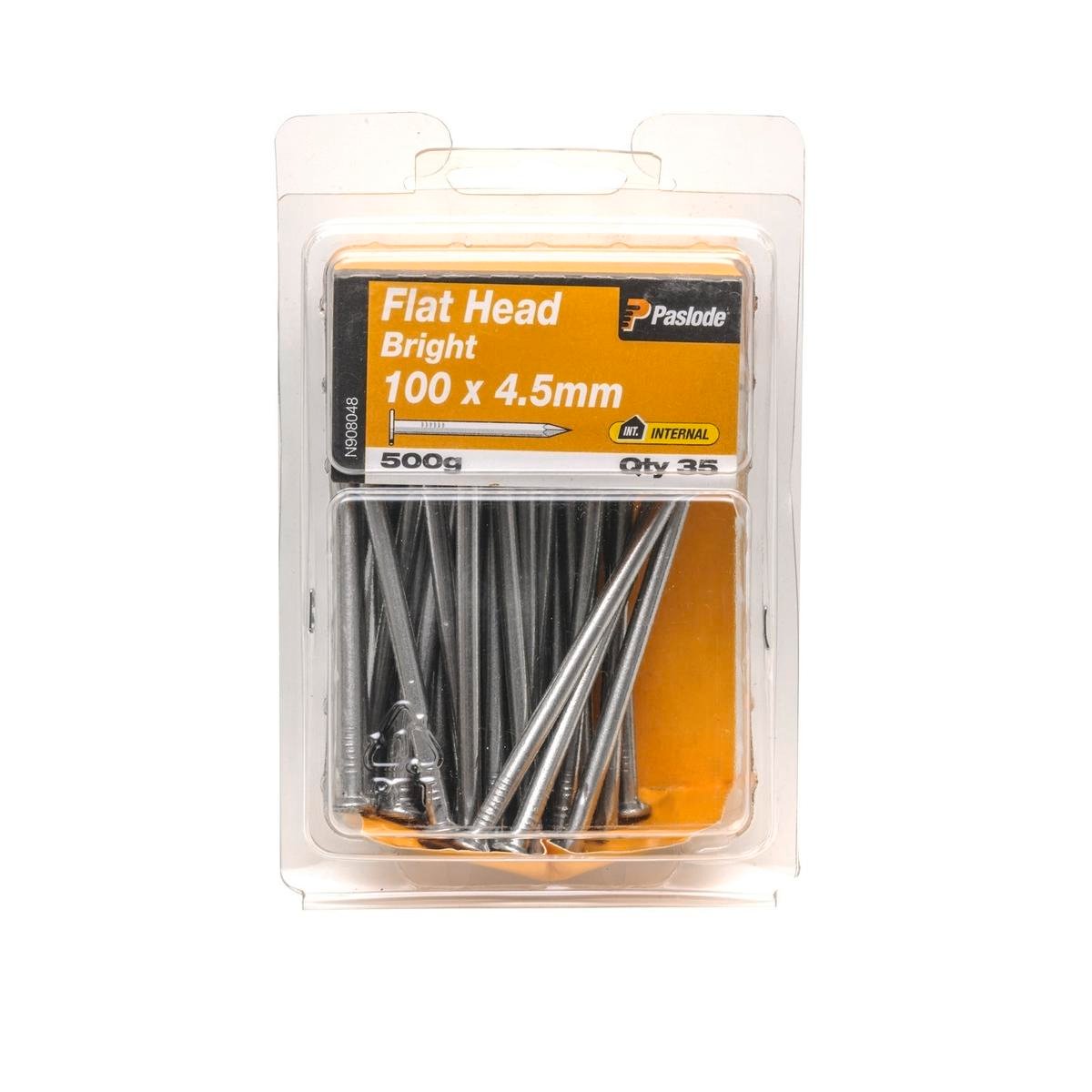 Paslode Bright Steel Flat Head Nails 100 x 4.5mm 500g - 35 Pack