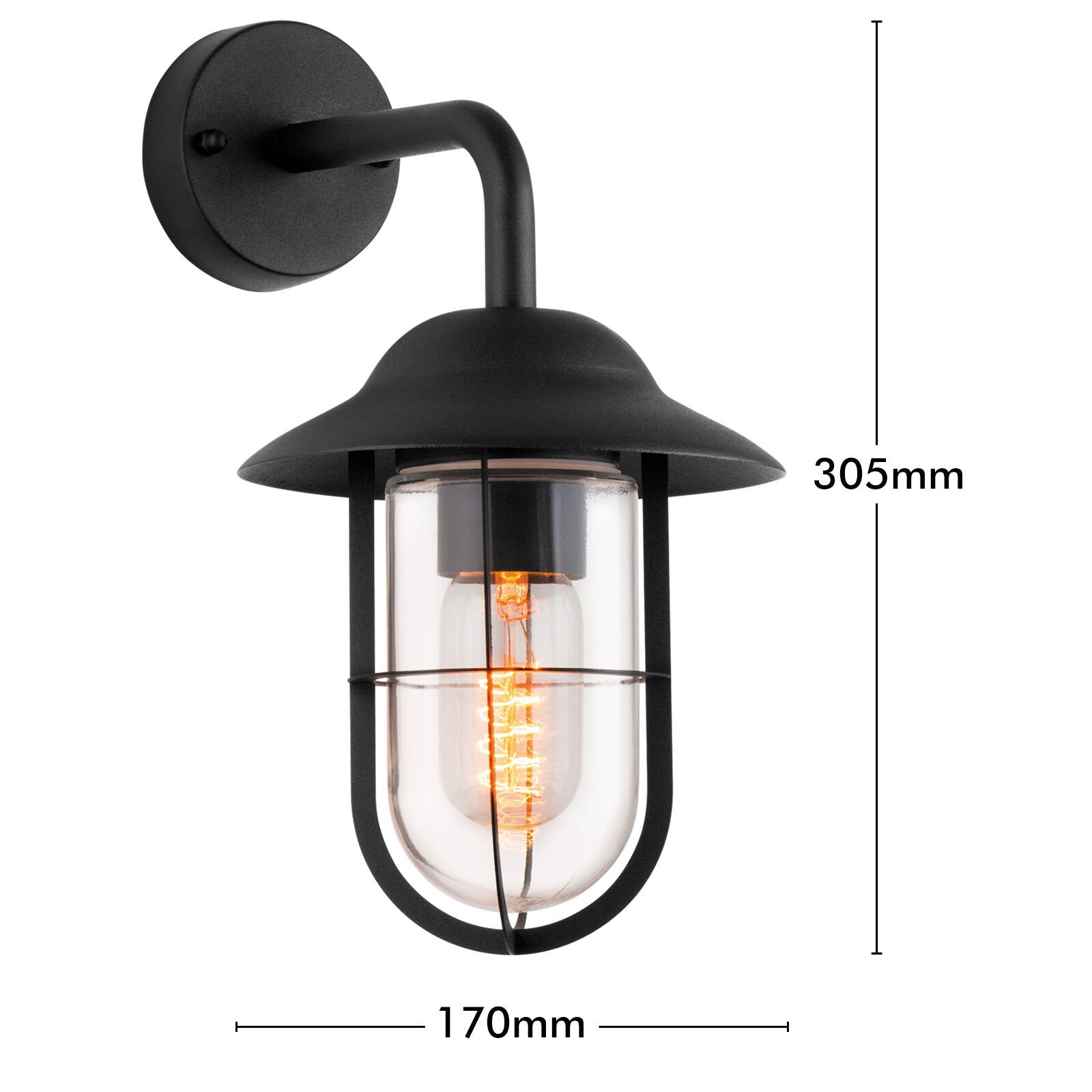 Verve Design Ashton Wall Light Black Powder Coated Stainless Steel E27 60W Weather Resistant Outdoor