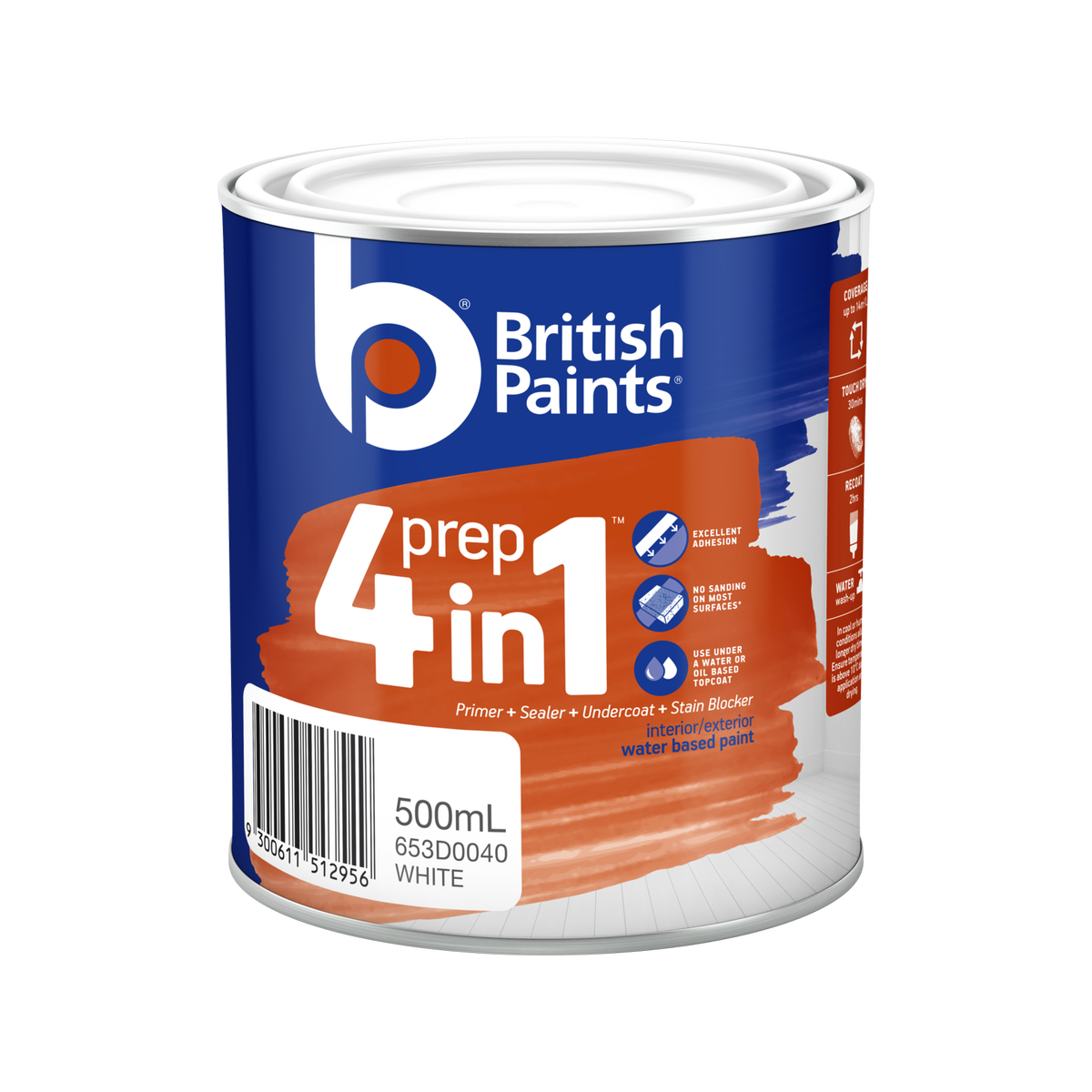 British Paints White 4 in 1 Prep Primer Sealer 500ml Water Based - SuperSaverAU - view 1