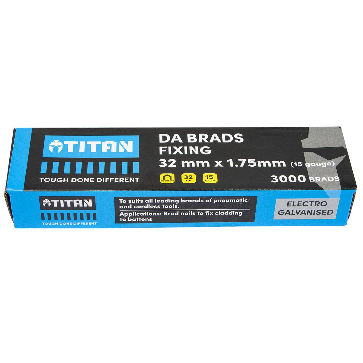 Titan 32 x 1.75mm 15 Gauge Electro Galvanised 34 Degree Angled DA Brads - 3000 Pack