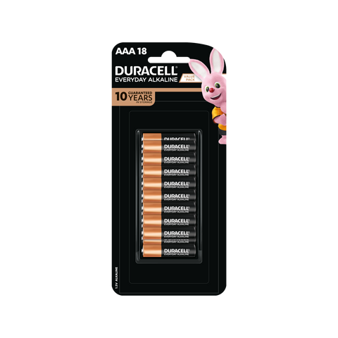 Duracell Everyday Alkaline AAA 1.5V Batteries - 18 Pack
