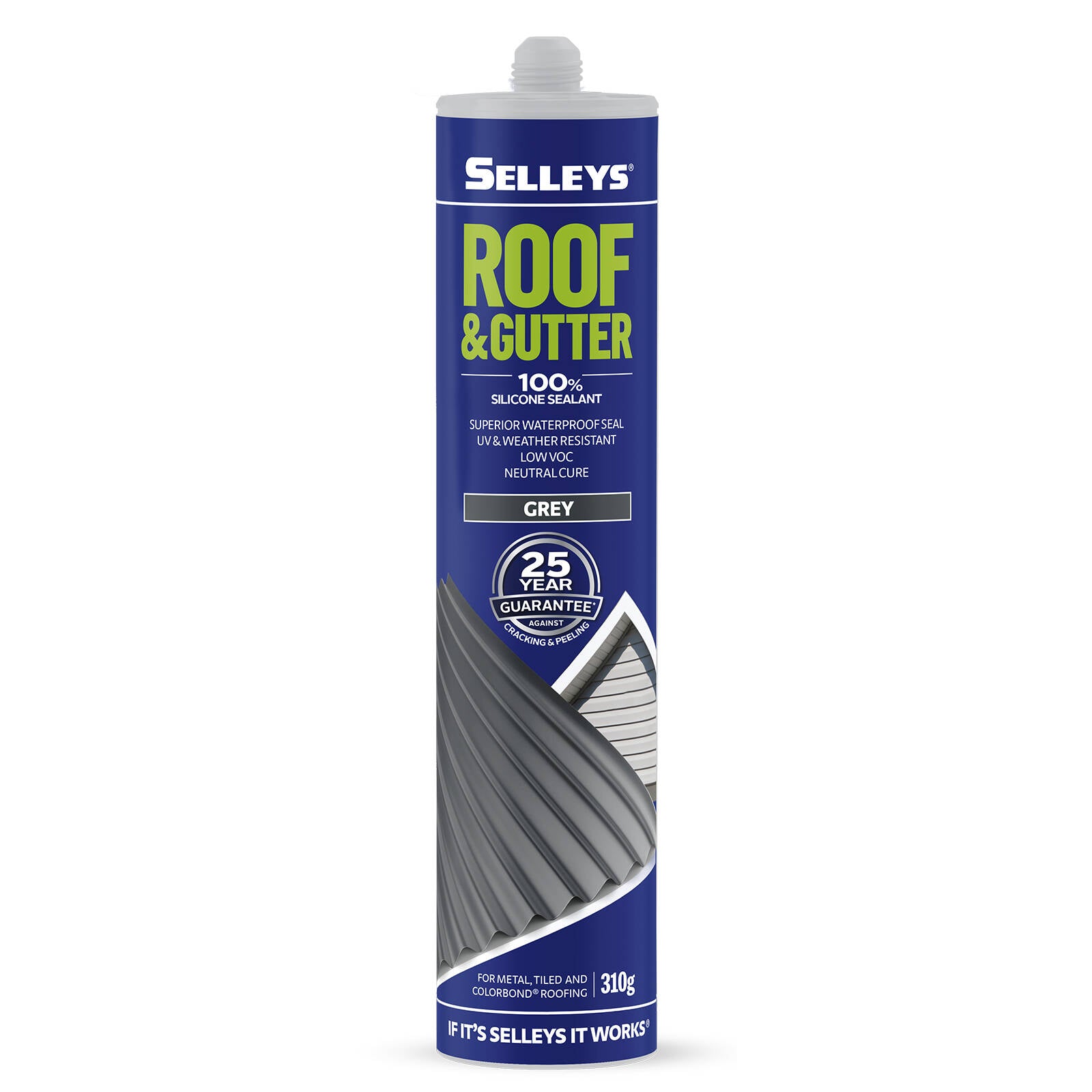 Selleys Roof & Gutter Silicone Sealant 310g Grey UV Resistant