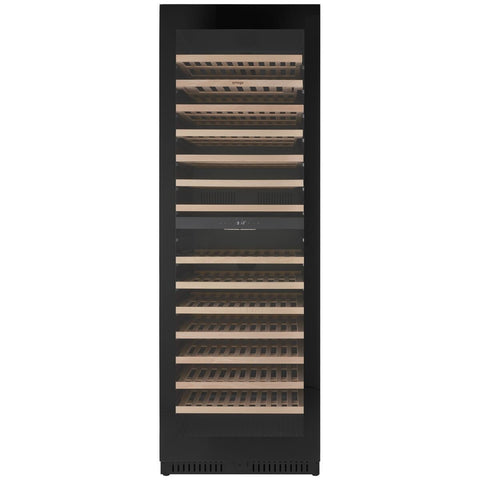 Omega 169 Bottle Dual Zone Wine Cabinet - Black - Triple Glazed UV Glass Door - 14 Timber Shelves - OCW166SB