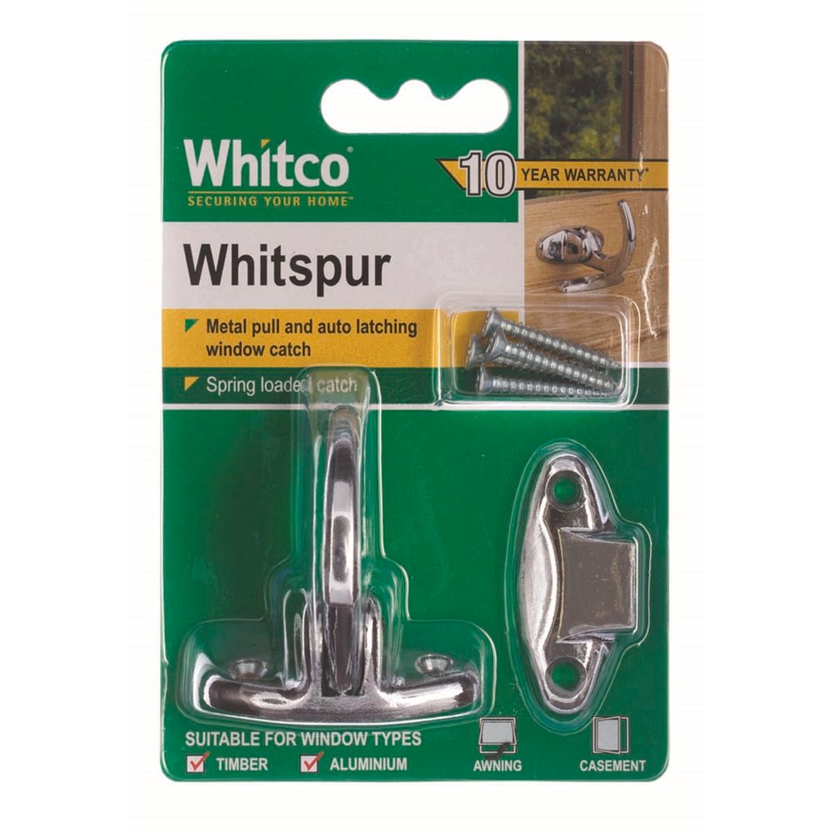 Whitco 45mm Chrome Zinc Diecast Whitspur Auto-Latching Window Fastener