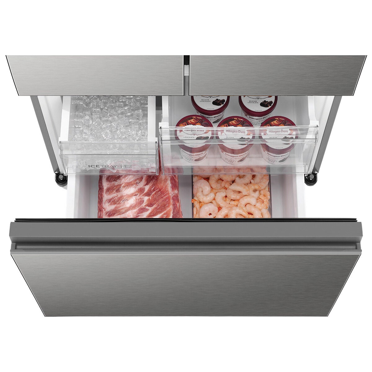Haier 509L French Door Fridge - Satina Silver - Non-Plumbed Water Dispenser - 5 Star Energy - HRF510FHS