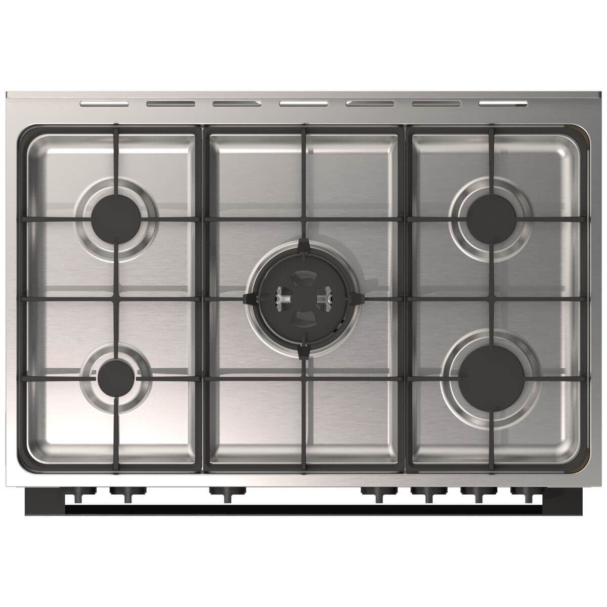 Haier 90cm 500 Series Dual Fuel Freestanding Oven 149L - Air Fry, 5 Gas Burners, Black - HOR90S11MBX2