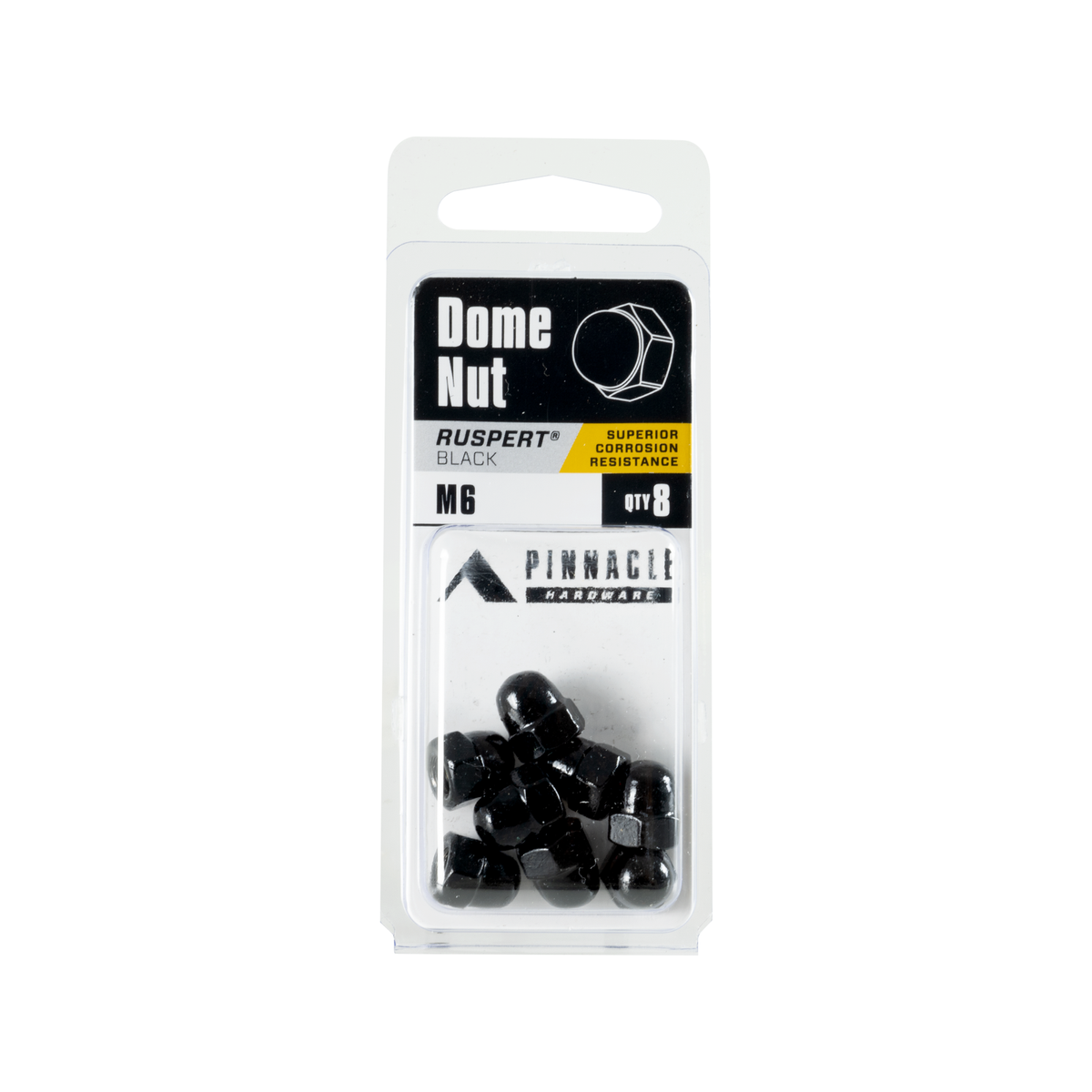 Pinnacle M6 Black Ruspert Dome Nut 8 Pack Corrosion-Resistant Fastener