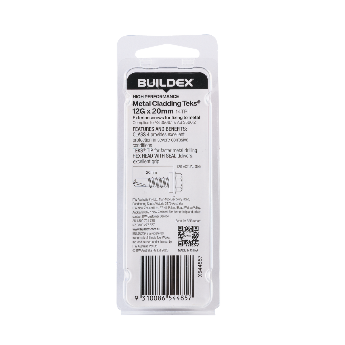Buildex Cladding Fencing Teks Screws 12g x 20mm 20 Pack - Self-Drilling - Corrosion-Resistant - SuperSaverAU - view 2