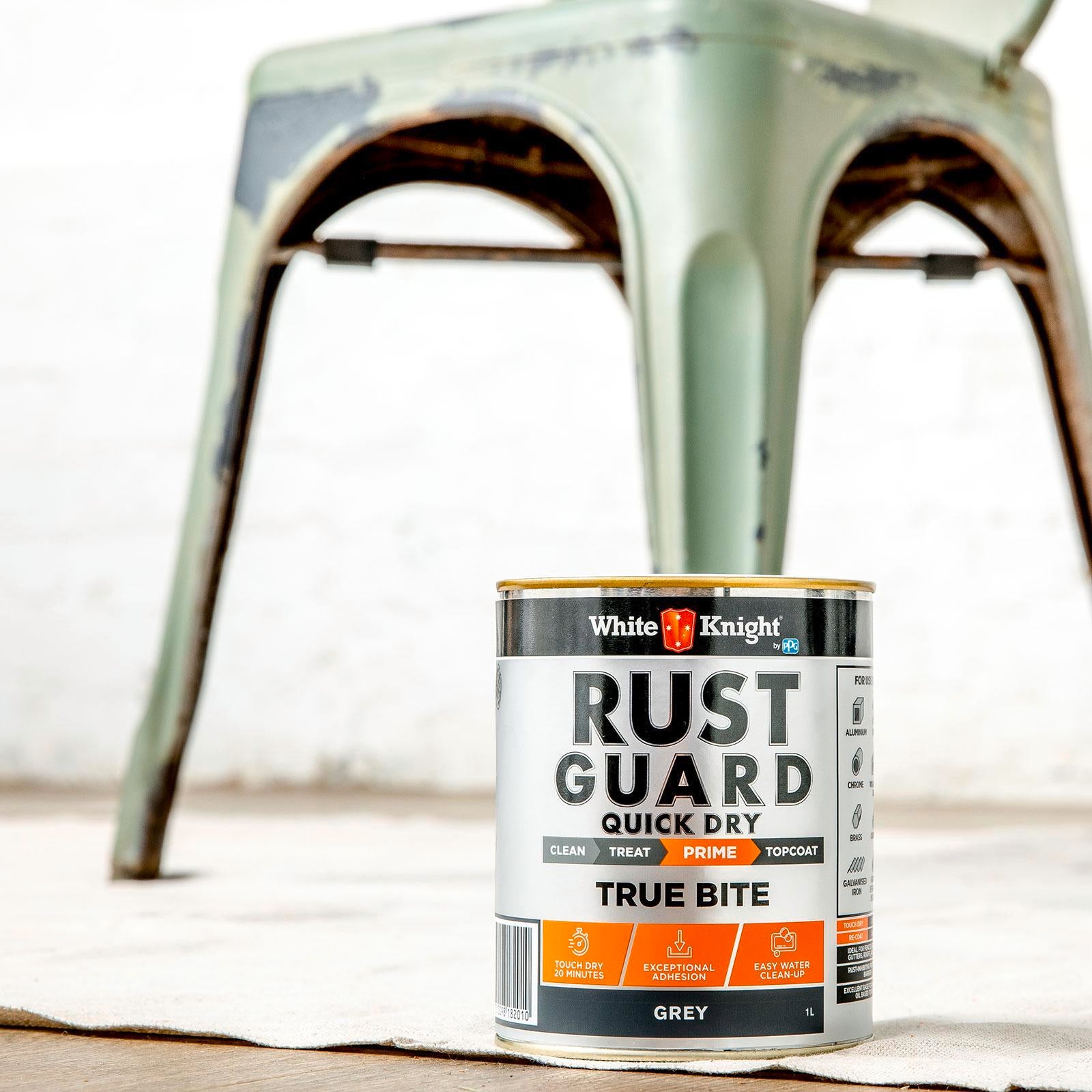 White Knight Rust Guard 250ml Grey Quick Dry True Bite Water-Based Primer Paint for Metal