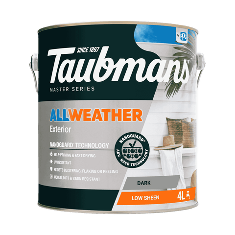 Taubmans 4L Dark Low Sheen All Weather Exterior Paint Water Based UV Resistant