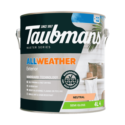 Taubmans 4L Neutral Semi Gloss All Weather Exterior Paint Water Based UV Resistant