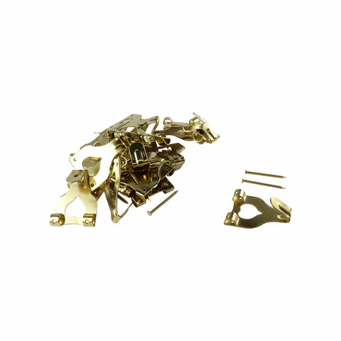 Everhang 10kg Brass Plated Steel Picture Hanging Angle Drive Hook - 50 Pack