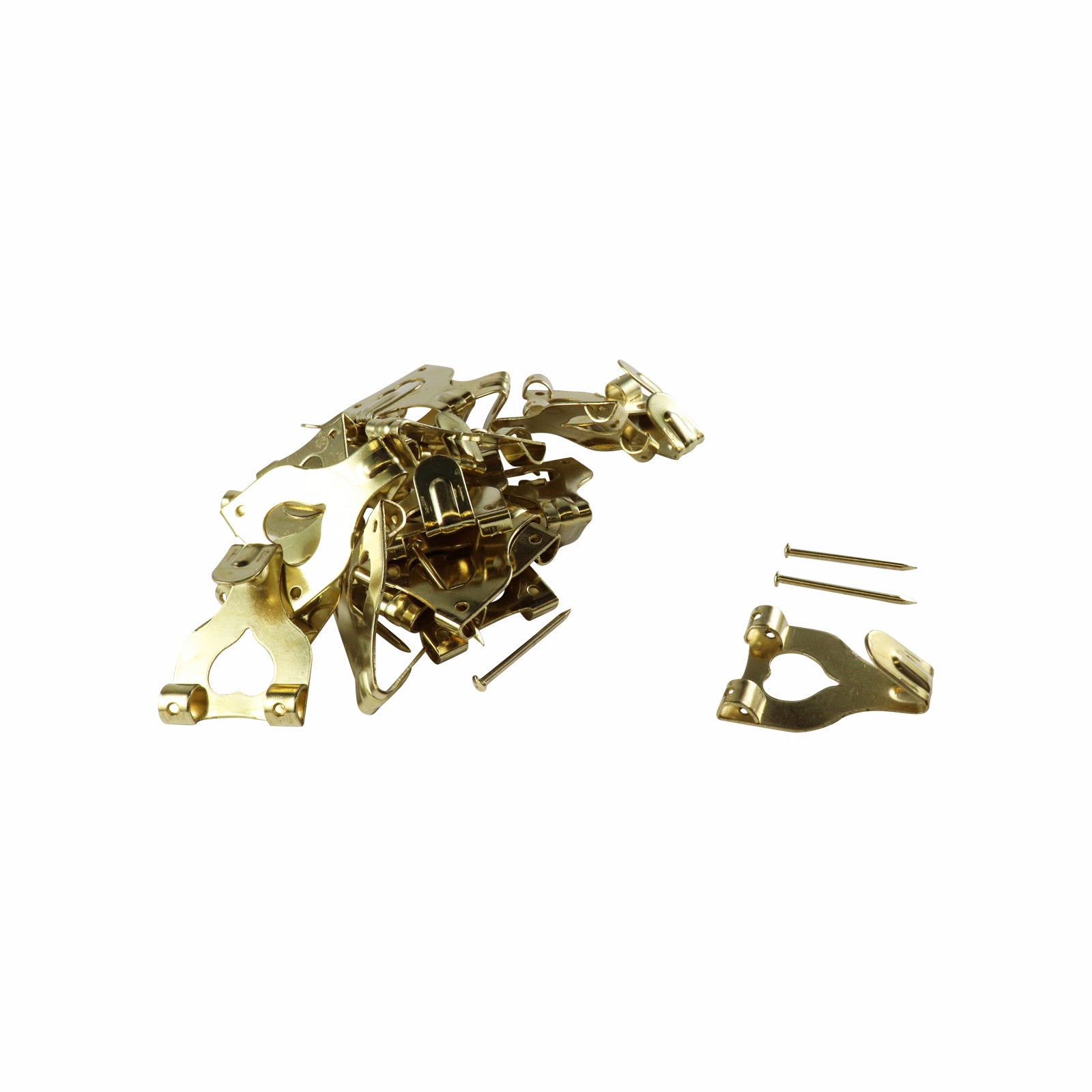 Everhang 10kg Brass Plated Steel Picture Hanging Angle Drive Hook - 50 Pack