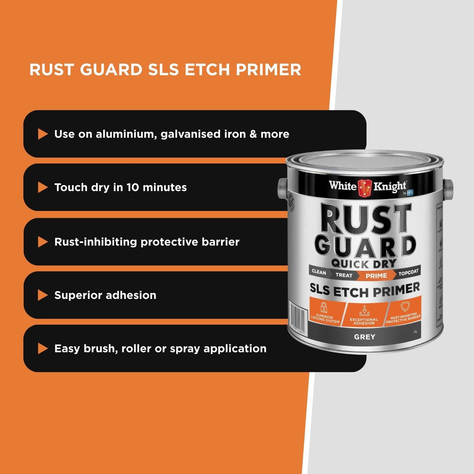 White Knight Rust Guard 4L Grey Quick Dry SLS Etch Primer