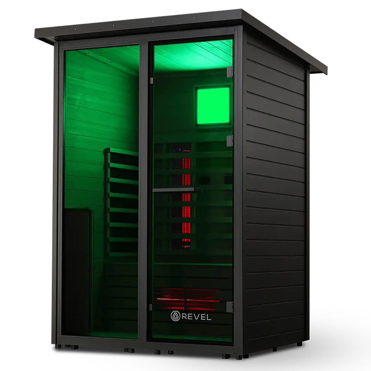Revel Eclipse 2 Person Full Spectrum Infrared Cabin - Black WPC Exterior, Low EMF Heaters - R-FS-CABIN-2P