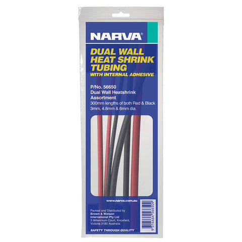 Narva 300mm Red & Black 3-6mm Dual Wall Heatshrink Tubing 6 Pack 56650