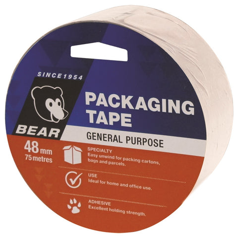 Bear 48mm x 75m Clear Polypropylene Packaging Tape