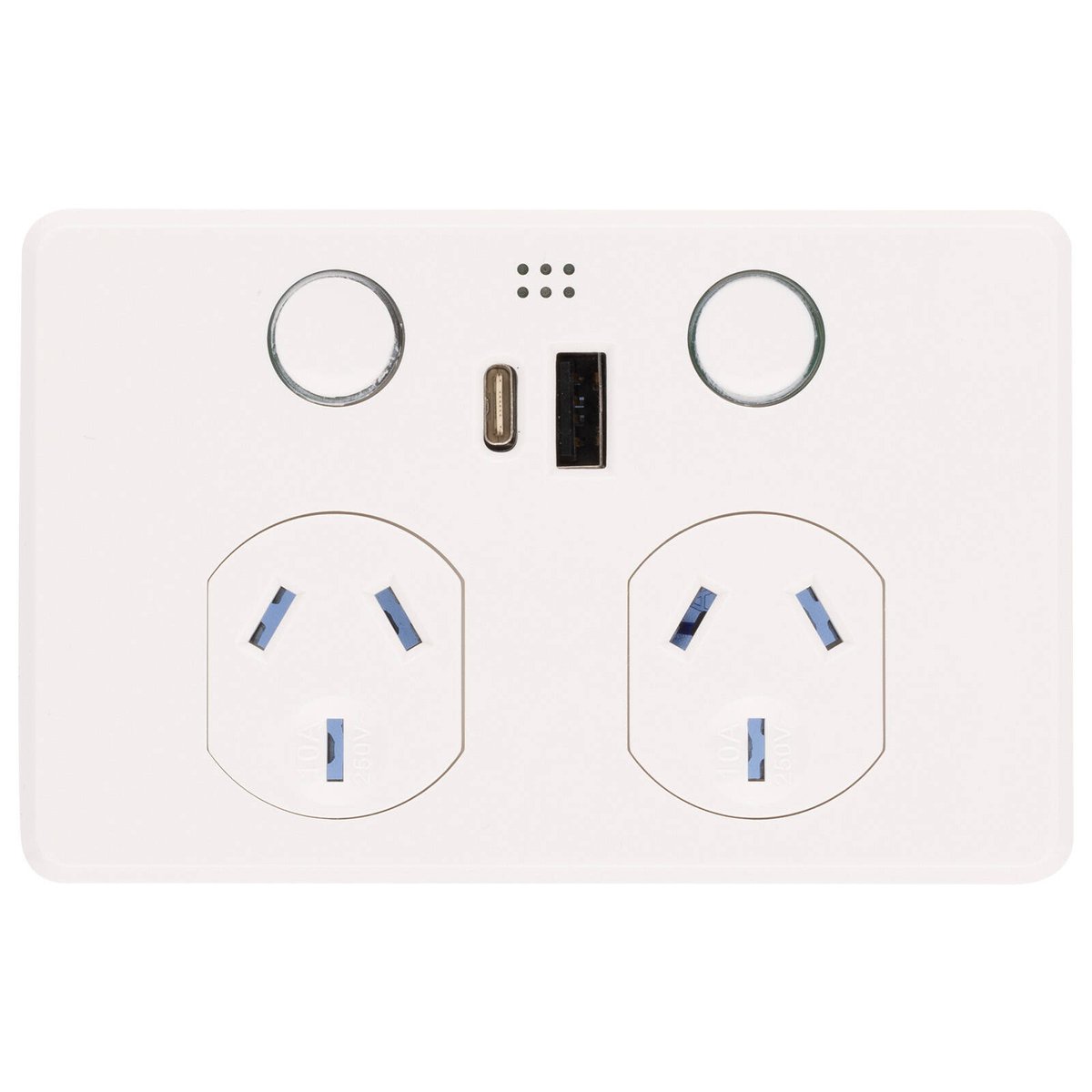 Deta Grid Smart Double Power Point - USB A+C PD 20W Fast Charging - White - 50mm x 74mm x 115mm - SuperSaverAU - view 1