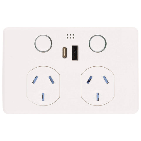 DETA GRID Smart Double Power Point with USB-A & USB-C PD20W Fast Charging White Indoor