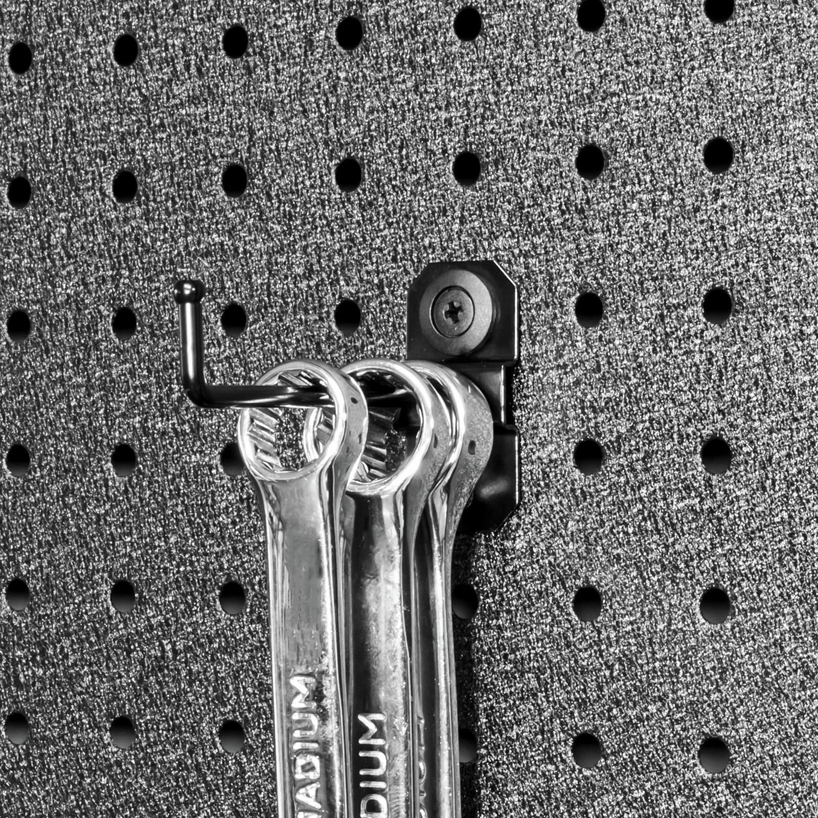 Pinnacle Black Gloss Heavy Duty Single Prong Pegboard Hooks 10 Pack Steel