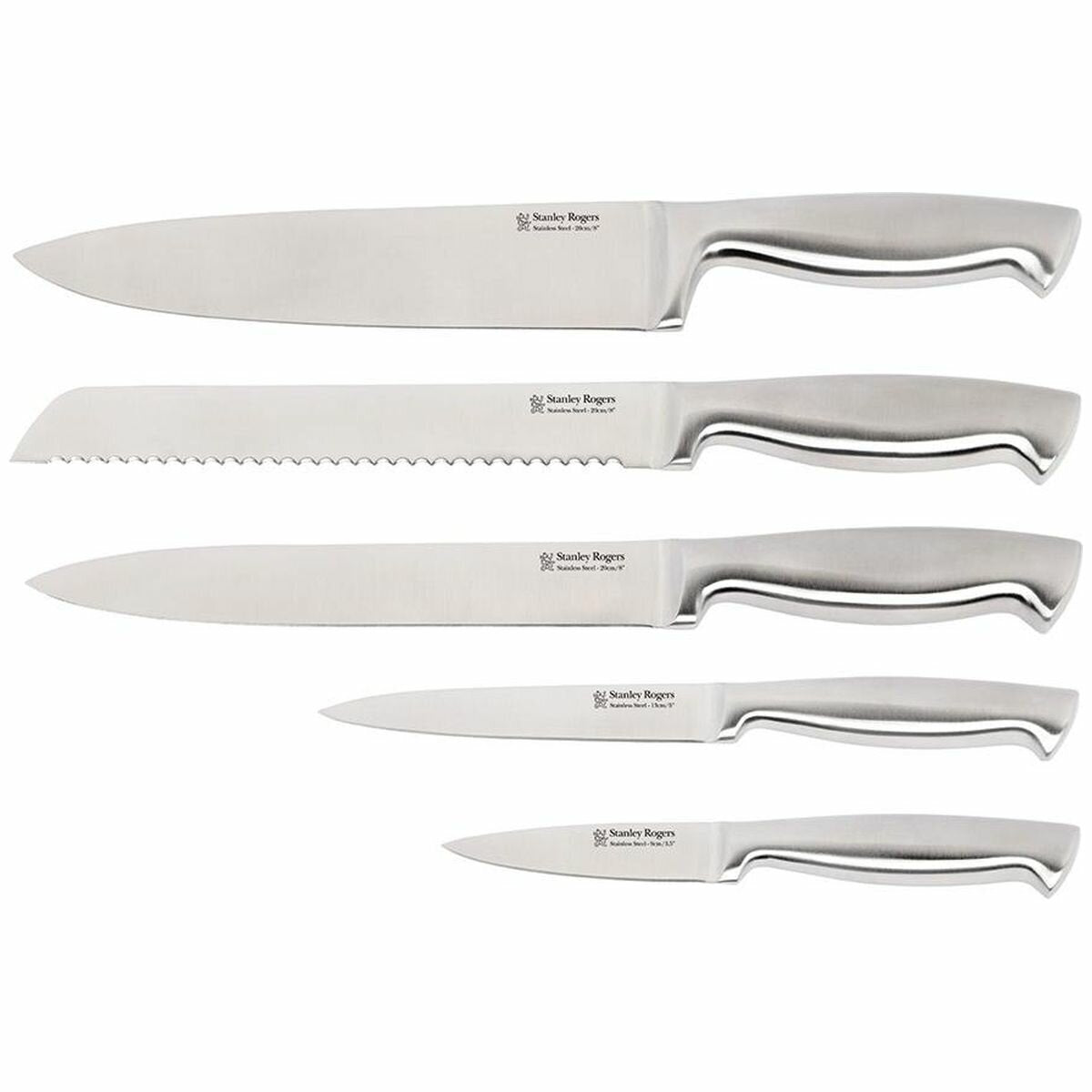 Stanley Rogers Modern Steel 6 Piece Knife Block Set - Metallic Mocha Finish Block - 41418