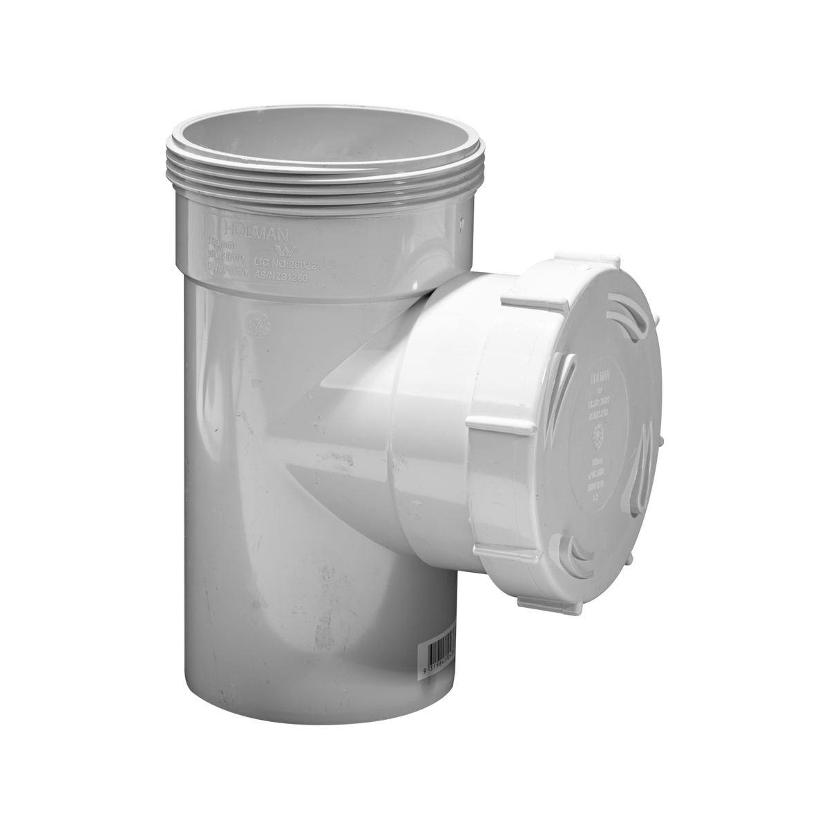 Holman 100mm Male and Female PVC DWV Test Opening, Underground Rated, Grey