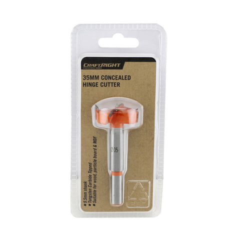 Craftright 35mm Concealed Hinge Cutter - Steel, 9.5mm Shank