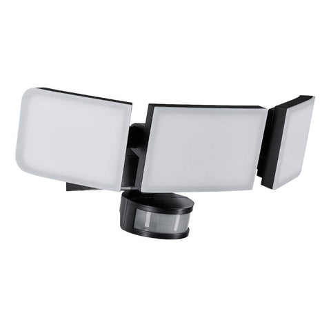 Brilliant 45W Black Fortress Triple Security Light - 3000 Lumens - Adjustable - Black - SuperSaverAU - view 1