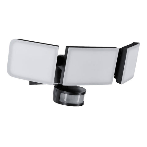Brilliant Fortress Black LED Triple Security Light 45W Motion Sensor Outdoor 22593/06