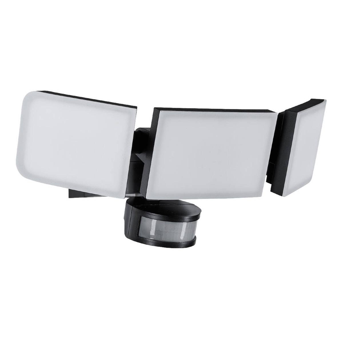 Brilliant Fortress Black LED Triple Security Light 45W Motion Sensor Outdoor 22593/06