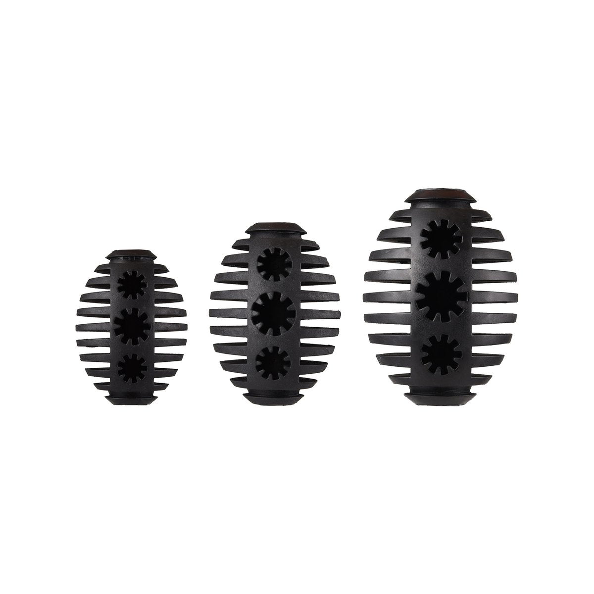 Gladiator 10cm Black Rubber Rugby Dog Toy - Treat-Fillable Chew & Fetch Ball