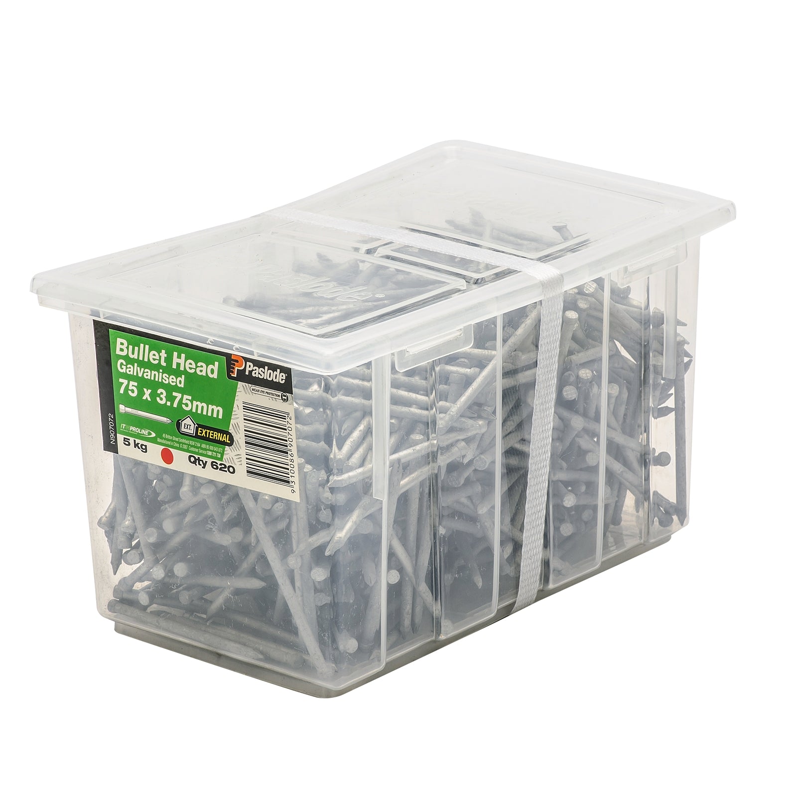 Paslode 75 x 3.75mm Galvanised Steel Bullet Head Nails 5kg - 620 Pack