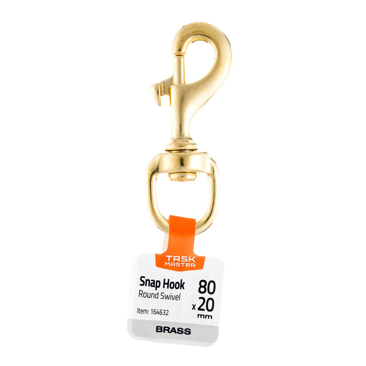 Taskmaster DuraLoc 15 x 80mm Brass Round End Snap Hook, Swivel